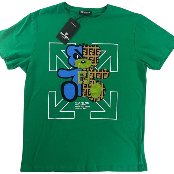 Moda & Pritex Shirt Green Size XXL Short Sleeve Bear Logo - Picture 1 of 7